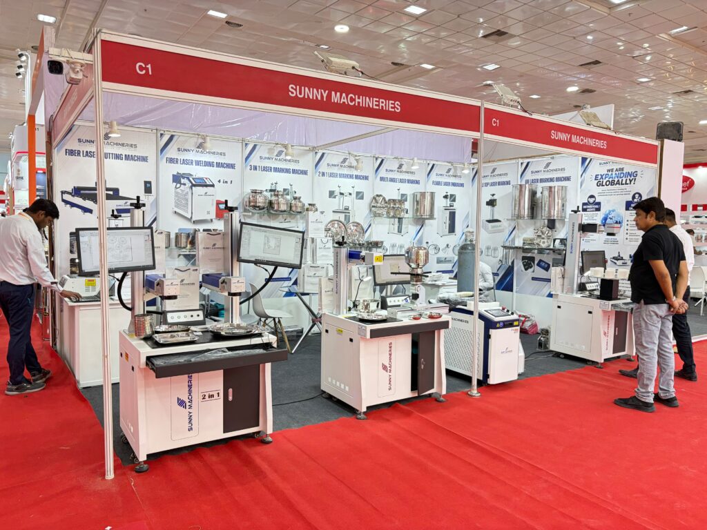 Indian Houseware Show 2026 invitation by Sunny Machineries showcasing industrial laser machines for utensils marking, welding, and cutting at Chennai Trade Centre.